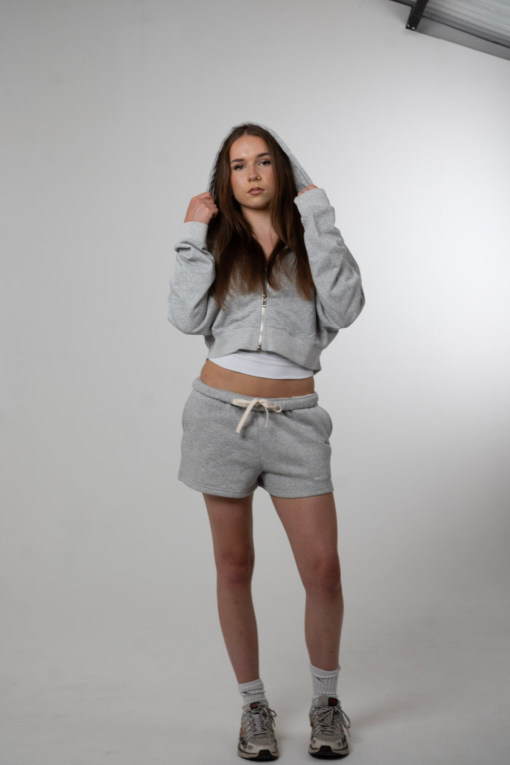 Essential Cropped Hoodie & Sweatshorts Set